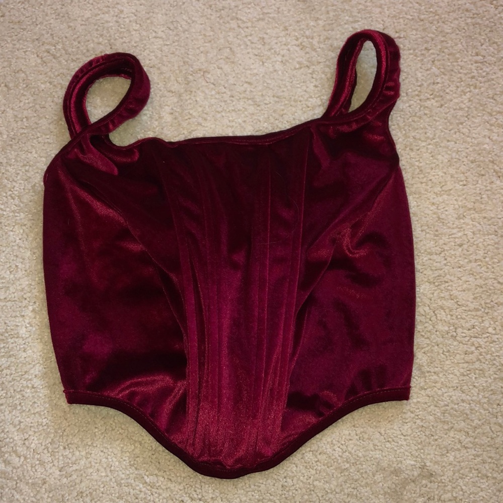 Burgundy Velvet Corset Top